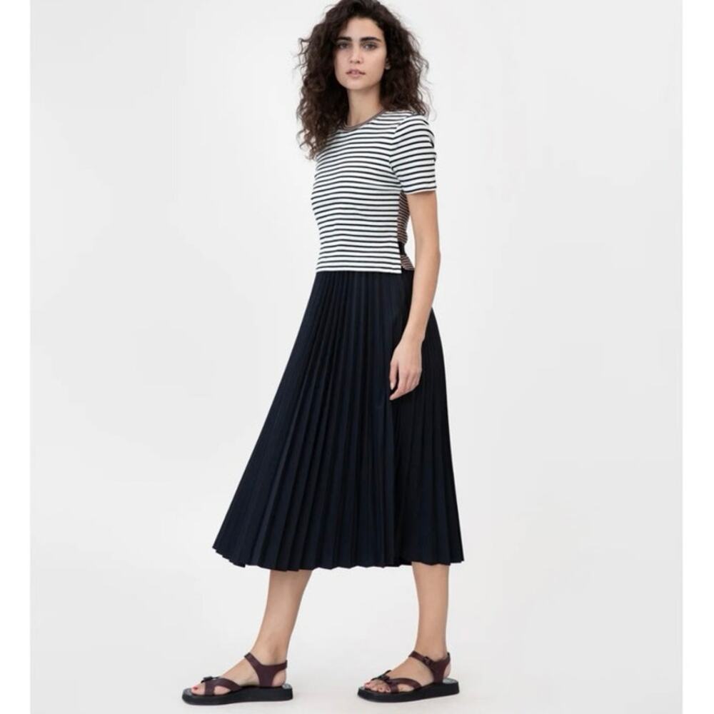 Tanya Taylor Logan striped pleated dress XL